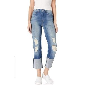 Hudson Zoeey High Rise Deep Cuff Straight Crop Jeans